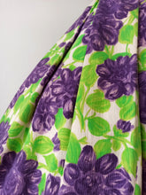 Load image into Gallery viewer, 1950s - Spectacular Acid Green Purple Floral Dress - W29 (74cm)