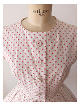 Load image into Gallery viewer, 1950s - Adorable Pink Dots Cotton Dress - W29 (74cm)