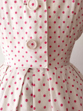 Load image into Gallery viewer, 1950s - Adorable Pink Dots Cotton Dress - W29 (74cm)