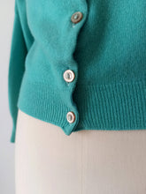 Charger l'image dans la galerie, 1950s 1960s - PRINGLE, Scotland - Turquoise Cashmere Cardigan - Sz 34/36