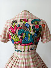 Load image into Gallery viewer, 1950s - MONTI, Italy - Adorable Novelty Cotton Dress - W24.5 (62cm)