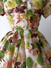Load image into Gallery viewer, 1950s 1960s - FRANCE - Exquisite Roseprint Satin Dress - W28.5 (72cm)