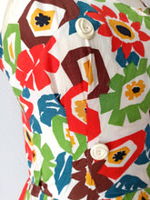 Charger l'image dans la galerie, 1940s - Lovely Colorful Rayon Dress - W28.5 (72cm)
