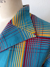 Cargar imagen en el visor de la galería, 1940s - Gorgeous Petrol Blue Cotton Dress - W34 (86cm)