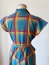 Cargar imagen en el visor de la galería, 1940s - Gorgeous Petrol Blue Cotton Dress - W34 (86cm)