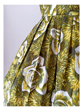 Load image into Gallery viewer, 1950s 1960s - Stunning Green Roseprint Rayon Dress - W30 (76cm)