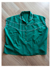 Load image into Gallery viewer, 1950s - Gorgeous Green Embroidery Cotton Blouse - W47 (120cm)