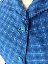 Load image into Gallery viewer, 1940s - Adorable Blue Checked Cotton Dress - W33 (84cm)