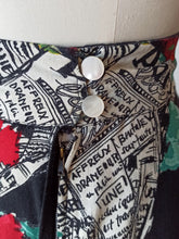 Load image into Gallery viewer, 1950s - Stunning Parisian Newspaper Floral Linen Skirt - W26 (66cm)