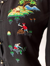 Cargar imagen en el visor de la galería, 1940s - Stunning Embroidered Mao Blouse - Sz S/M