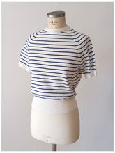 Cargar imagen en el visor de la galería, 1950s 1960s - Gorgeous Navy Striped Orlon Jumper - Sz M