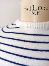 Cargar imagen en el visor de la galería, 1950s 1960s - Gorgeous Navy Striped Orlon Jumper - Sz M