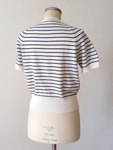 Cargar imagen en el visor de la galería, 1950s 1960s - Gorgeous Navy Striped Orlon Jumper - Sz M