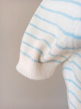 Cargar imagen en el visor de la galería, 1950s 1960s - Charming Powder Blue Striped Orlon Jumper - Sz S/M