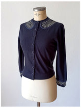 Load image into Gallery viewer, 1950s - DALTON, USA - Adorable Deep Plum Cashmere Cardigan - Sz S/M