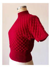 Load image into Gallery viewer, 1950s - Stunning Handmade Raspberry Red Wool Jumper - Sz M