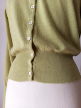 Load image into Gallery viewer, 1950s - BALLANTYNE, Scotland - Chartreuse Green Cashmere Cardigan