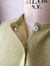 Load image into Gallery viewer, 1950s - BALLANTYNE, Scotland - Chartreuse Green Cashmere Cardigan