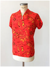 Load image into Gallery viewer, 1950s - BOBBIE LOU, USA - Asian Novelty Print Rayon Top