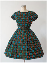 Charger l'image dans la galerie, 1950s 1960s - Fabulous Abstract Cotton Dress - W31 (80cm)