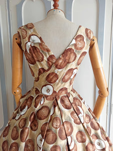 1950s - Stunning Coconuts Novelty Print Dress - W26 (66cm)