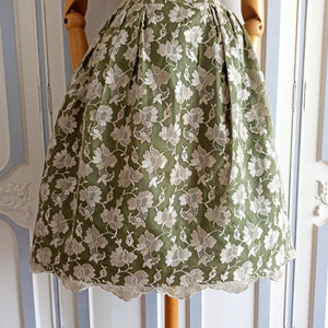 1950s 1960s - Exquisite Green Embroidery Cocktail Dress - W26 (66cm)
