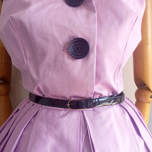 1950s - Fabulous & Exquisite Lilac Shawl Collar Dress - W27 (68cm)
