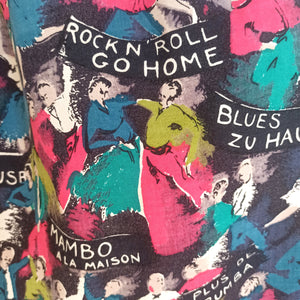 1950s - Fabulous "Rock & Roll Go Home" Novelty Skirt - W26 (66cm)