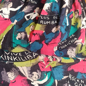 1950s - Fabulous "Rock & Roll Go Home" Novelty Skirt - W26 (66cm)