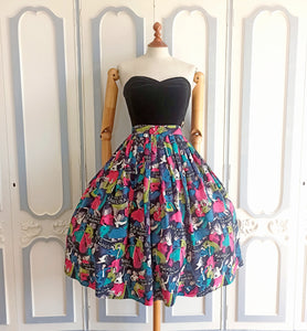 1950s - Fabulous "Rock & Roll Go Home" Novelty Skirt - W26 (66cm)