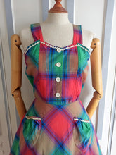 Load image into Gallery viewer, 1940s - Gorgeous Colorful Plaid Cotton Dress - W29 (74cm)
