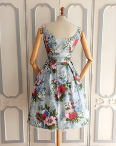 1950s - SAMBO FASHIONS - Spectacular Floral Dress - W25/26 (64/66cm)