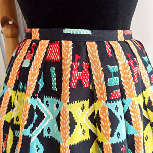 1940s 1950s - Stunning Colorful Novelty Skirt - W27 (68cm)