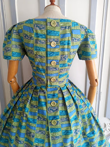 1950s - Metz & Co, Amsterdam - Fabulous Abstract Pockets Dress - W31 (78cm)