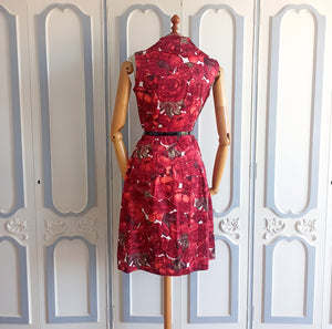 1950s 1960s - Stunning Roseprint Cotton Dress - W27 (68cm)