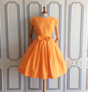 1950s 1960s - Fabulous Orange Cotton Day Dress - W29 (74cm)