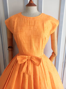 1950s 1960s - Fabulous Orange Cotton Day Dress - W29 (74cm)