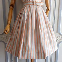Load image into Gallery viewer, 1950s - Adorable Orange Stripes Cotton Shirt-Dress - W30 (76cm)
