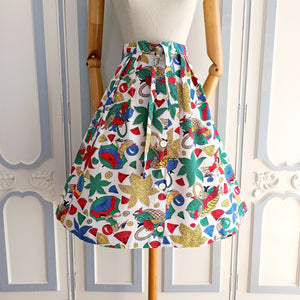 1940s 1950s - Stunning Beach Novelty Print Skirt - W28 (72cm)