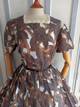 Load image into Gallery viewer, 1950s 1960s - Grill Modisch/Trevira - Stunning Brown Roseprint Dress - W33 (84cm)
