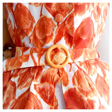 Cargar imagen en el visor de la galería, 1950s 1960s - PARIS - Stunning Orange Floral Dress - W28.5 (72cm)
