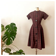 Load image into Gallery viewer, 1950s 1960s - Kay Windsor - Gorgeous Autumn Plaid Dress - W26 (66cm)
