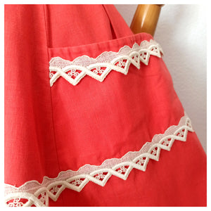 1950s - ERVASTIL - Stunning Salmon Pockets Linen Dress - W25 (64cm)