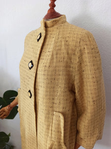 1940s 1950s - Fabulous Yellow Flecked Atomic Wool Coat