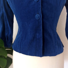 Load image into Gallery viewer, 1940s 1950s - New Look Dark Royal Blue Corduroy Jacket - W31.5 (80cm)
