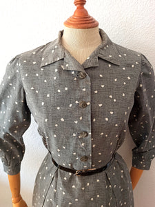 1950s - Beautiful Atomic Print Cotton Shirt-Dress - W31 (78cm)