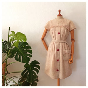 1950s 1960s -  Wool Flecked Dress - W30 (76cm)
