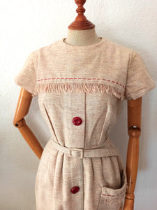 1950s 1960s -  Wool Flecked Dress - W30 (76cm)