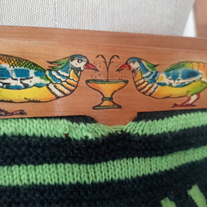 1940s (?) - Peacock Fountain Handmade Wool Knit Handbag