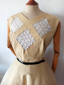 1950s - Gorgeous Sand See-Through Dress - W32 (82cm)